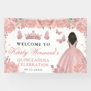 Rose Gold Dress Dark Skin Princess Quinceanera Banner