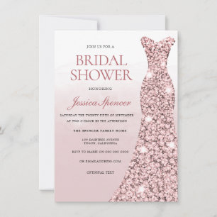 Rose Gold Dress Dusty Rose Bridal Shower Invitation