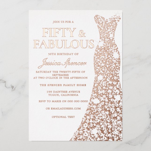 Rose Gold Dress Fifty & fabulous 50th Birthday (Front)