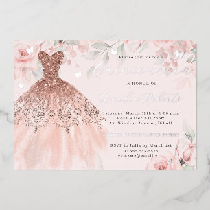 Rose Gold Dress Floral Silver Butterfly