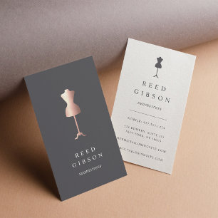 Rose Gold Dress Form   Seamstress Tailor Designer Business Card