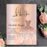 Rose Gold Dress, Rose Gold 50th Birthday Party Invitation<br><div class="desc">Elegant gold glitter dress on a rose gold background.</div>