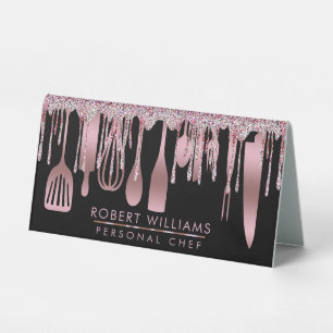 Rose Gold Drip Chef Kitchen Tools Glitter Faux