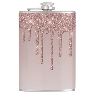 Rose Gold Dripping glam Hip Flask