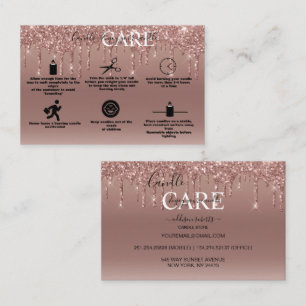 Rose Gold Dripping Glitter Candle Care Business C Card