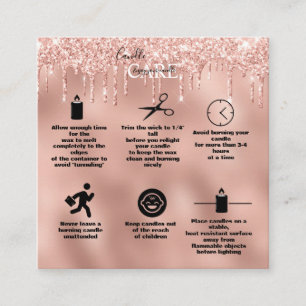 Rose Gold Dripping Glitter Candle Care     Square  Square Business Card