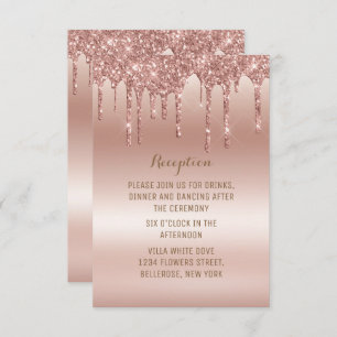 Rose Gold Dripping Glitter Metallic Shine Enclosure Card