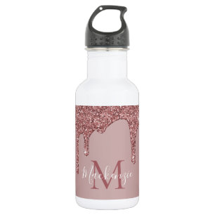 Rose Gold Dripping Glitter Monogram 532 Ml Water Bottle