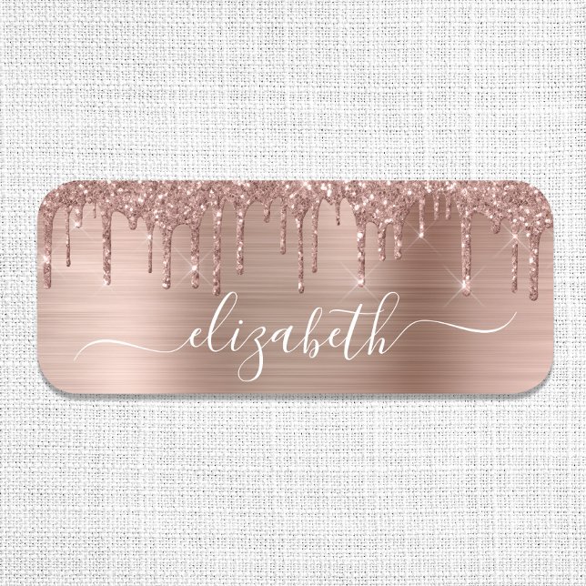 Rose Gold Dripping Glitter Name Tag (Creator Uploaded)