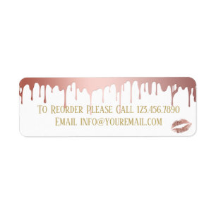 Rose Gold Dripping Makeup Distributor Reorder Return Address Label