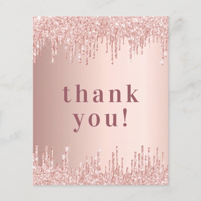 Rose gold drips birthday thank you card (Front)
