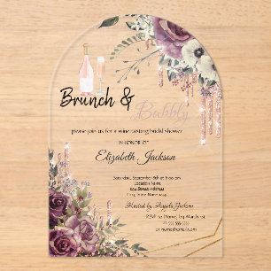 Rose Gold  Drips Floral Bridal Shower  Acrylic Invitations