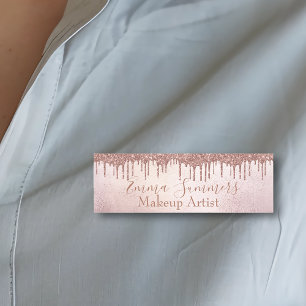 Rose Gold Drips Makeup Hair Stylist Artist Name Tag
