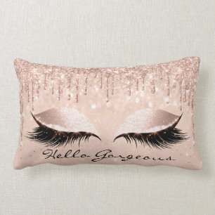 Rose Gold Drips Makeup Lashes Hello Gorgeous Spark Lumbar Cushion