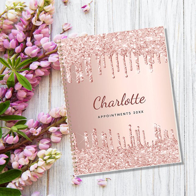 Rose gold drips monogram name 2025 planner (Creator Uploaded)