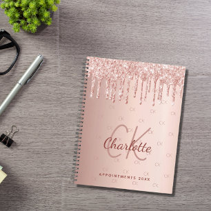 Rose gold drips monogram script 2026 planner