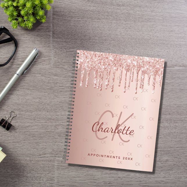 Rose gold drips monogram script 2027 planner (Creator Uploaded)