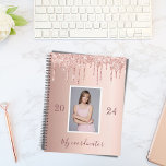 Rose gold drips photo 2025 planner<br><div class="desc">A rose gold background with rose gold drips,  paint drip look. Templates for your own photo,  year and title. The title is written in dark rose gold with a large modern hand lettered style script. Perfect for school,  work or organizing your personal/family life</div>