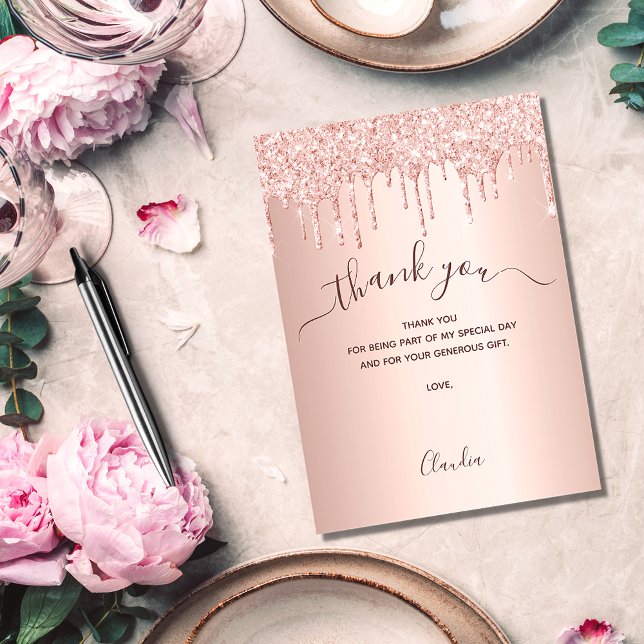 Rose gold drips thank you card (Creator Uploaded)