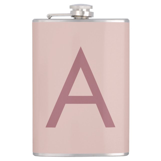 Rose Gold Dust Modern Monogram Initial Letter Hip Flask (Front)