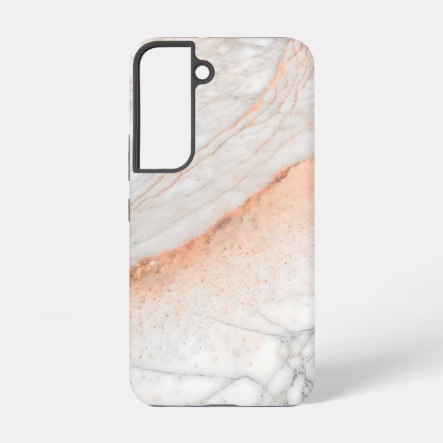 Rose Gold Dust on White Marble Samsung Galaxy S22 Case (Back)