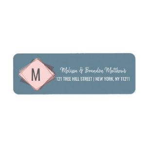 Rose Gold Dusty Blue Mauve Geometric Address Return Address Label