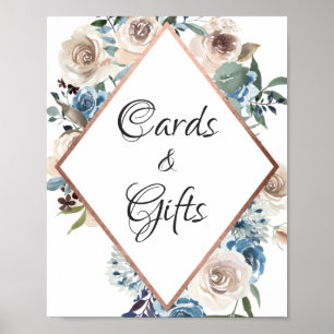 Rose Gold Dusty Boho Floral Cards and Gifts Sign
