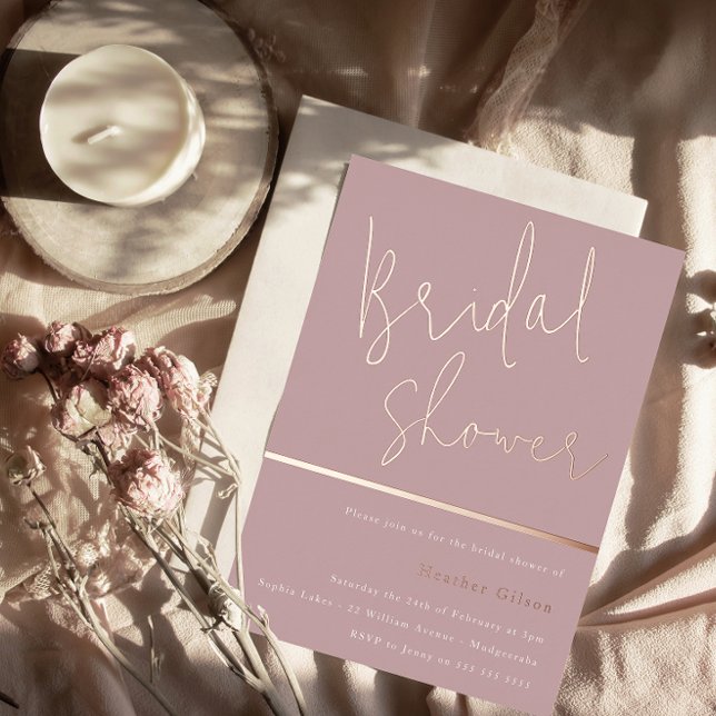 Rose Gold Dusty Mauve Pink Modern Bridal Shower  (Creator Uploaded)