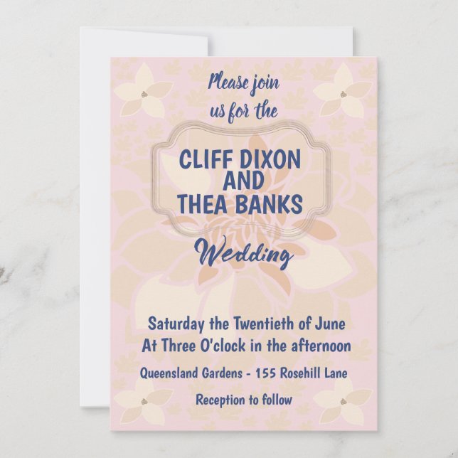 Rose Gold, Dusty Rose & Blush Floral Wedding  Invitation (Front)