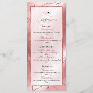 Rose gold dusty rose pink elegant classic wedding menu