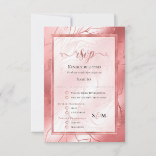 Rose gold dusty rose pink rsvp response card