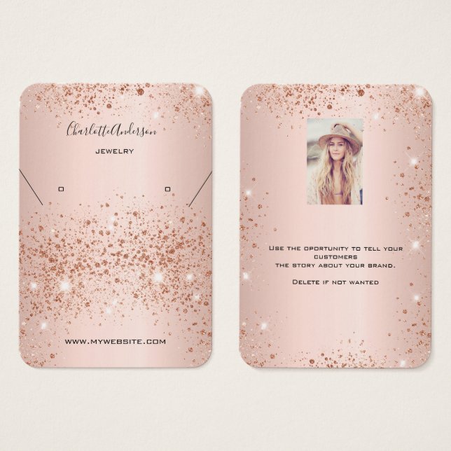 Rose gold earring photo display card (Front & Back)