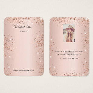 Rose gold earring photo glitter display card