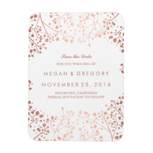 Rose Gold Effect Baby's Breath Save the Date Magnet