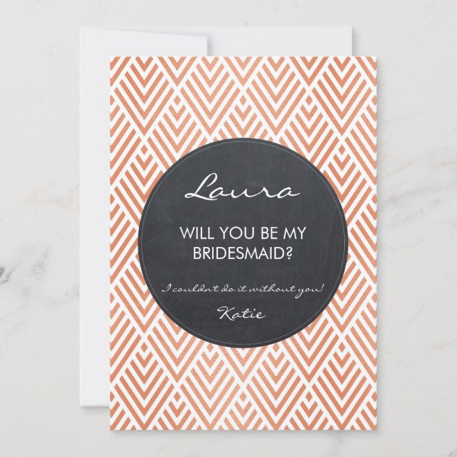 rose gold effect geometric modern bridal shower invitation (Front)