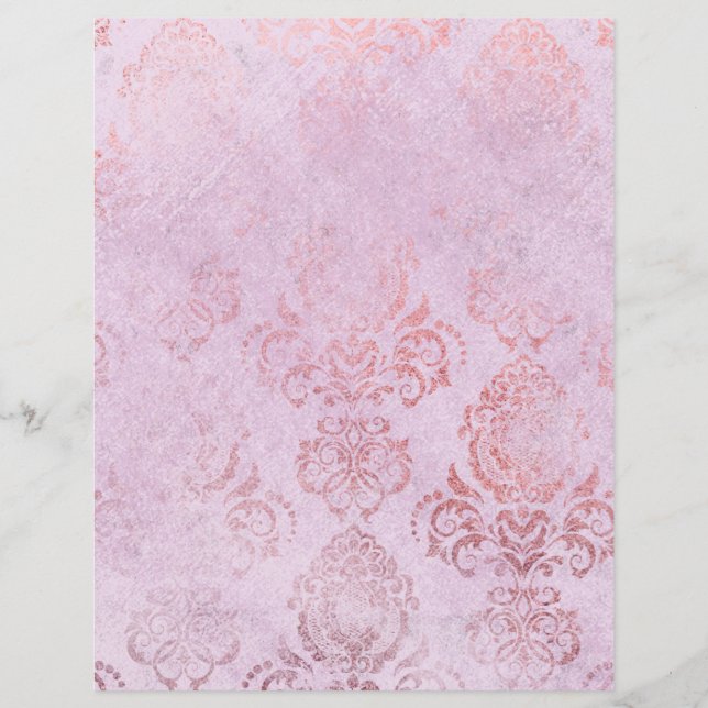 Rose Gold Effect Vintage Pattern Paper (Front)