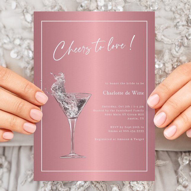 Rose Gold Elegance! Cheers To Love Bridal Shower Invitation (Royal Blue and Gold _ Cheers Hand-Lettered Wedding Napkins)
