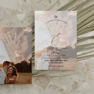  Rose Gold Elegance Script Overlay Photo Wedding