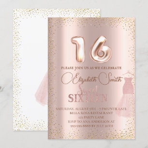 Rose gold elegance, sweet sixteen invitation