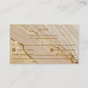 Rose Gold Elegant Alcohol Ink Wedding RSVP Ca Card