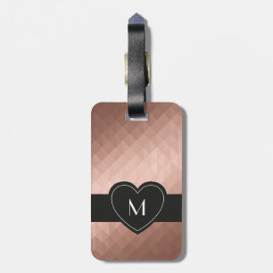Rose gold, elegant chic girl heart monogram. luggage tag
