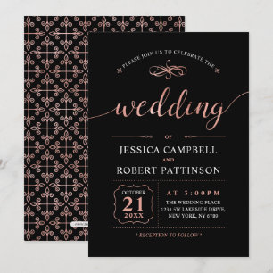 Rose Gold Elegant Classic Wedding Ceremony Invitation