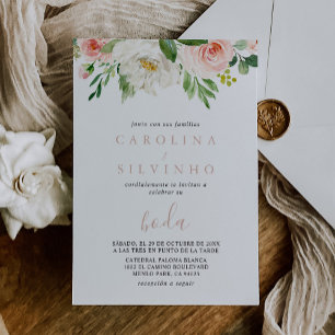 Rose Gold Elegant Fall Flowers Boda Wedding Invitation