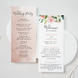 Rose Gold Elegant Fall Flowers Wedding  Program