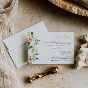 Rose Gold Elegant Fall Flowers Wedding Reception  Enclosure Card