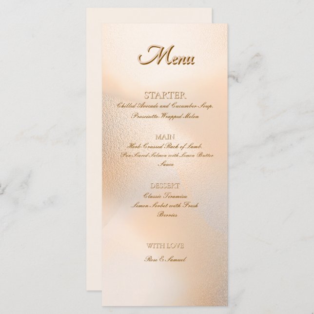 Rose Gold Elegant Flat Menu (Front/Back)