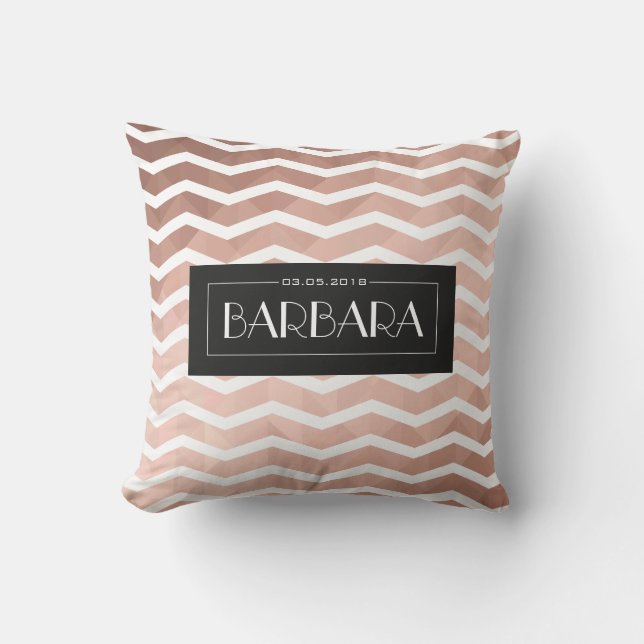 Rose gold elegant girl birth date chic trendy cushion (Front)