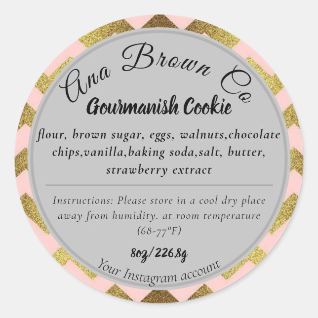 Rose Gold Elegant Ingredients Product Label (Front)