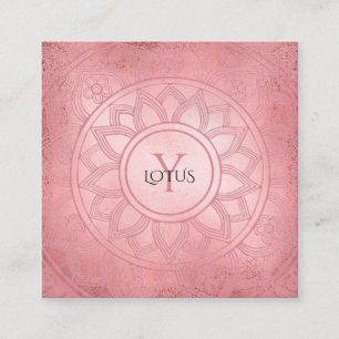 Rose Gold Elegant Lotus Mandala Yoga Center Square Business Card