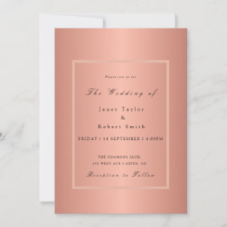 Rose Gold Elegant Minimalist with Pink Border  Inv Invitation